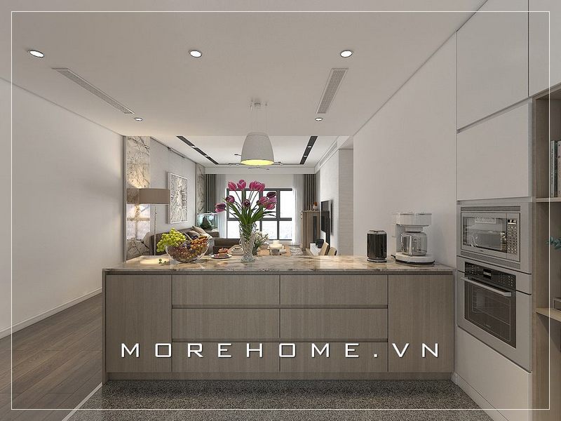 Thiết kế nội thất phòng bếp chung cư đẹp và hiện đại